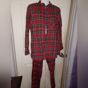 Old Navy Red Plaid Kids Pajama Set Pants Size S Blouse Size M #355